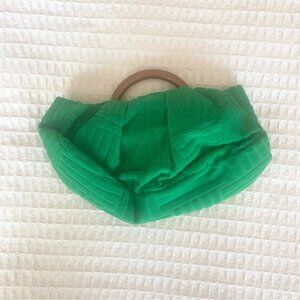 SHEIN Green terry mini Handbag with Wooden Handle